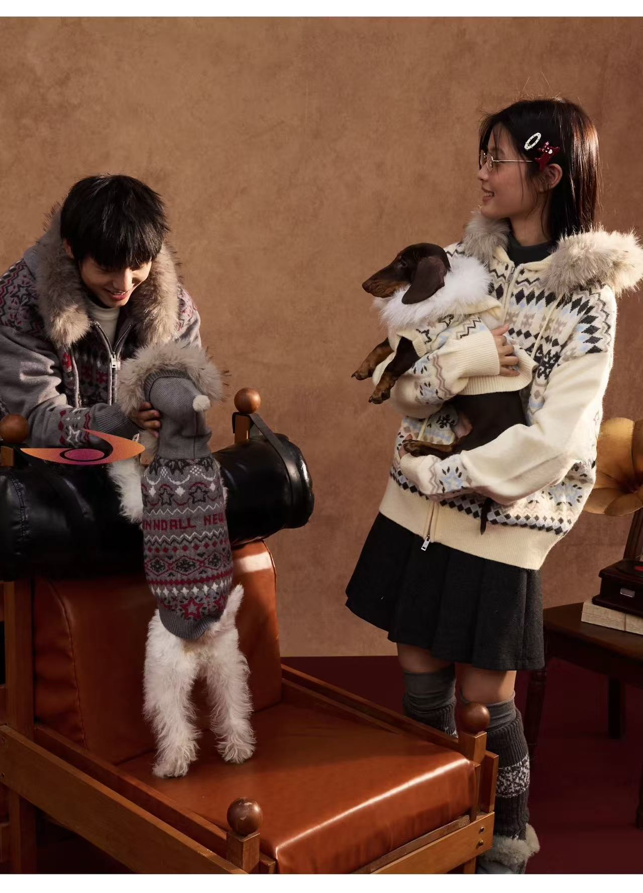 Matching Style Set-NewJNXS Fair Isle Dog Sweater Vest(Dog)