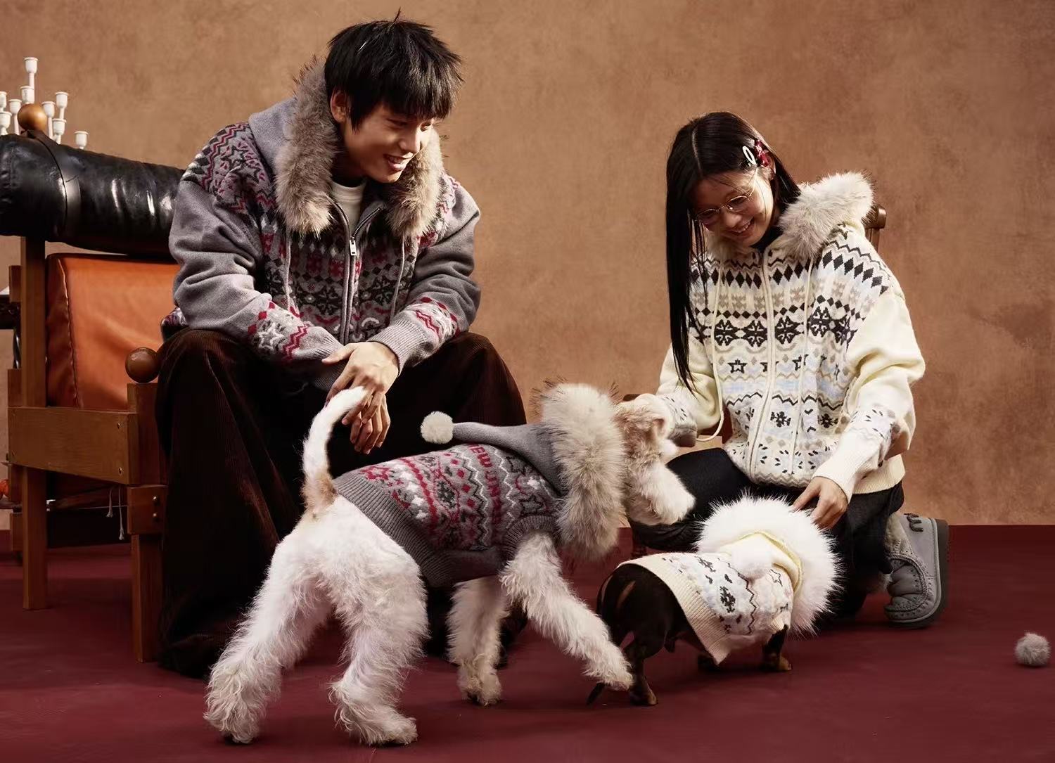 Matching Style Set-NewJNXS Fair Isle Dog Sweater Vest(Dog)