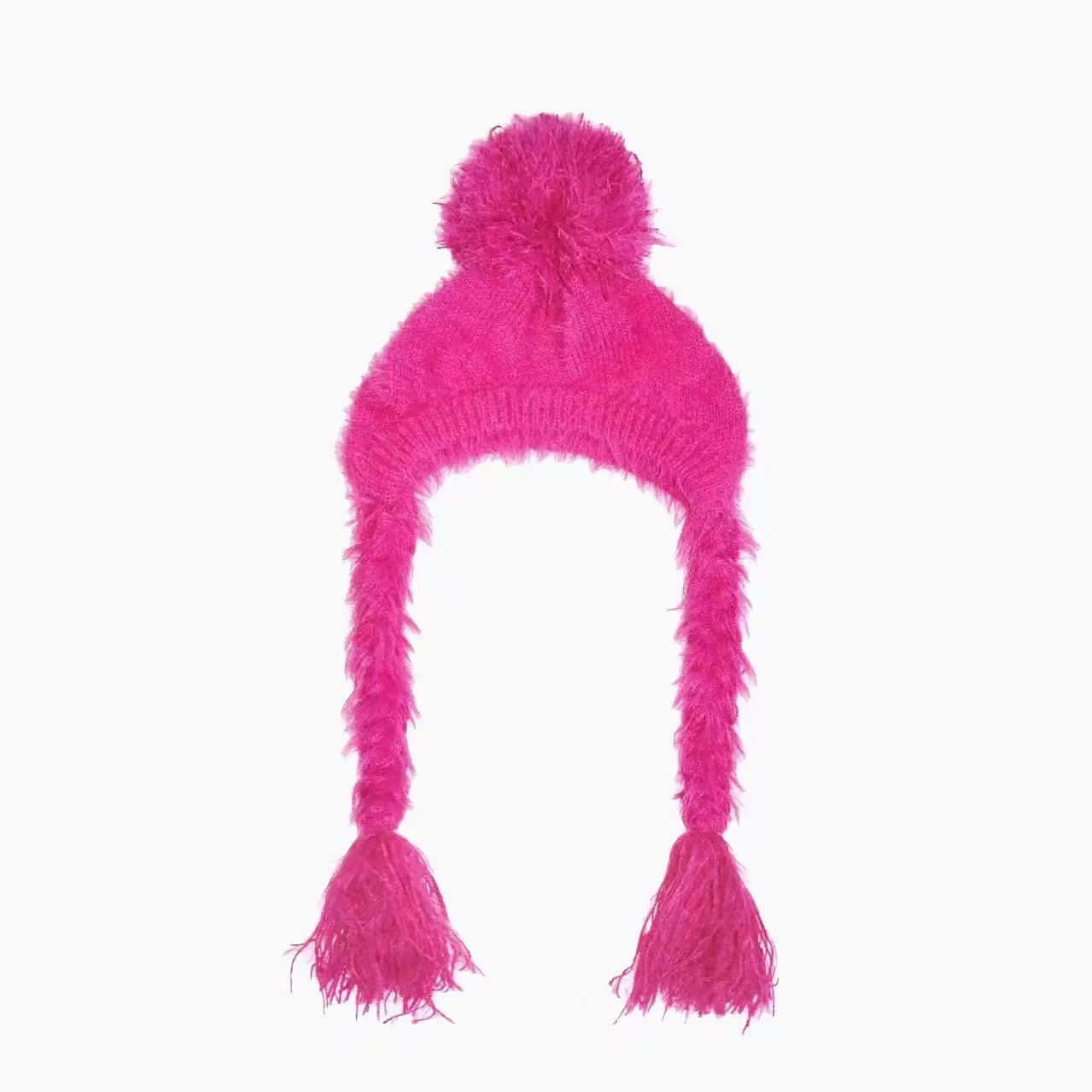 Matching Style Set-DYAATPET Rose Pink Fun Apple Dog Mink Fleece Hat