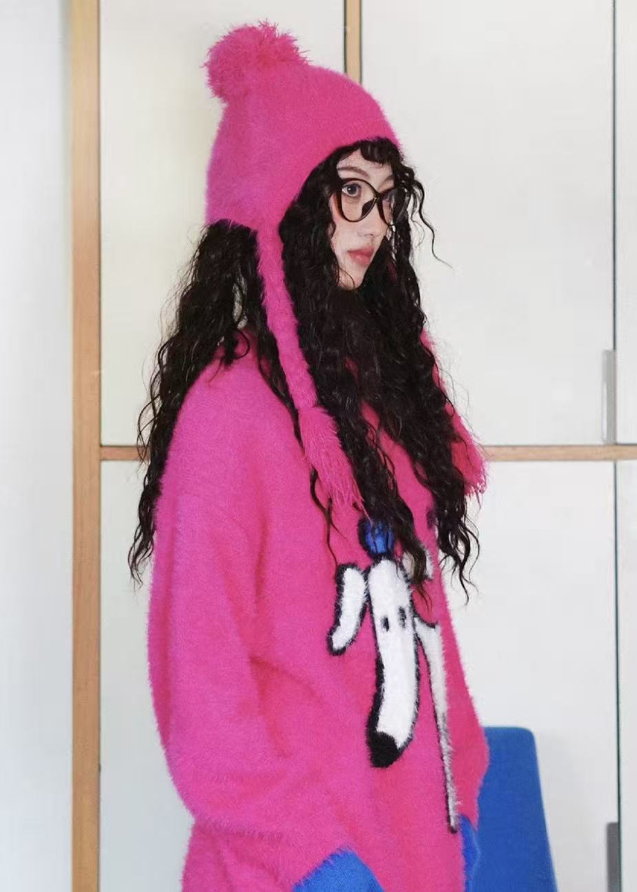 Matching Style Set-DYAATPET Rose Pink Apple Unisex Mink Fleece Sweater(Adult Version)